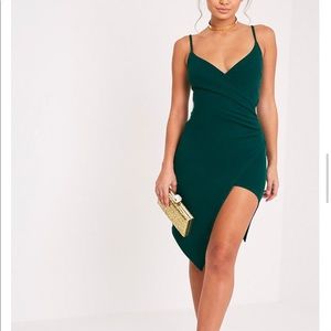 Pretty Little Thing Emerald Green Wrap Dress